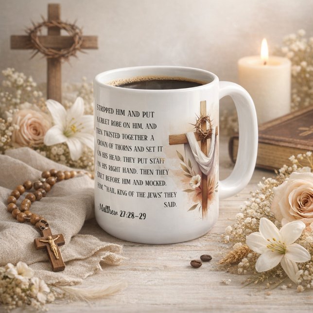 Caneca De Café Coroa de Espinhos e Esperança de Páscoa (Criador carregado)