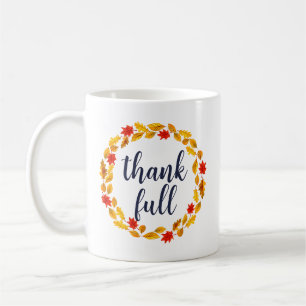 Caneca De Café Coroa de Folhas de Outono em Aquarela Grata