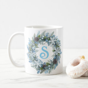 Caneca De Café Coroa de Inverno com Inicial de Monograma Moderno