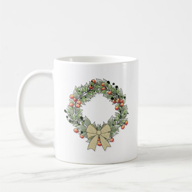 Caneca De Café Coroa de Natal Botânica (Esquerda)