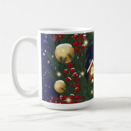 Caneca De Café Coroa de Natal com ramos de pinheiro