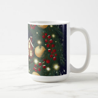 Caneca De Café Coroa de Natal com ramos de pinheiro