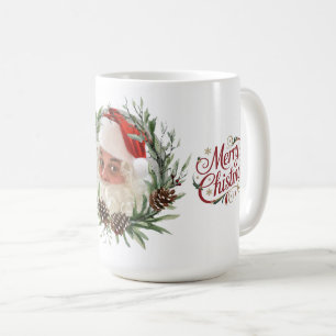 Caneca De Café Coroa de Natal de Pinhas e Frutas em Aquarela