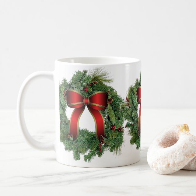 Caneca De Café Coroa de Natal Férias Casa Cerâmica (Com Donut)