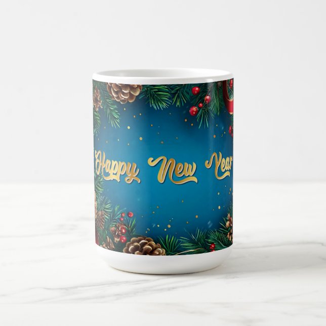 Caneca De Café Coroa de Natal Festiva Com Pinhas (Centro)
