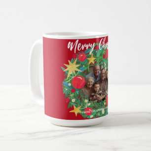 Caneca De Café Coroa de Natal Foto Personalizada Família N