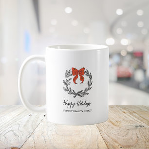 Caneca De Café Coroa de Natal Vermelha e Preta Elegante