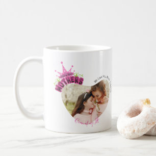 Caneca De Café Coroa de Rainha Rosa Elegante Fotos do Dia das Mãe