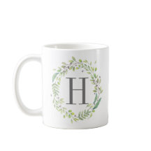 Coroa de Verde com Aquarela e Monograma