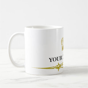 Caneca De Café Coroa dourada + seus texto & fundo