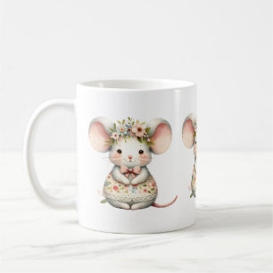 Caneca De Café Coroa Floral Coroa Flor De Vestido Do Mouse
