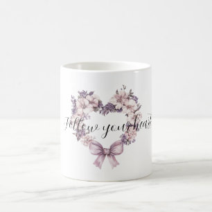 Caneca De Café Coroa Floral de Coração Roxo Lavanda Rosa
