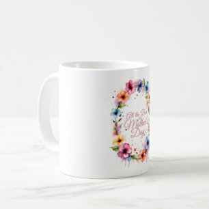 Caneca De Café Coroa Floral em Aquarela para o Dia das Mães em Ro