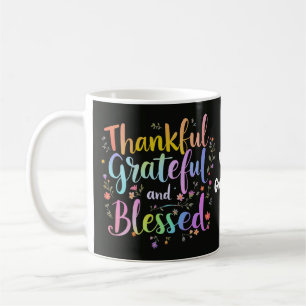 Caneca De Café Coroa Floral Inspiradora de Gratidão Feita à Mão