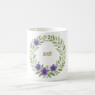 Caneca De Café Coroa Floral Personalizada – Nome Personalizado