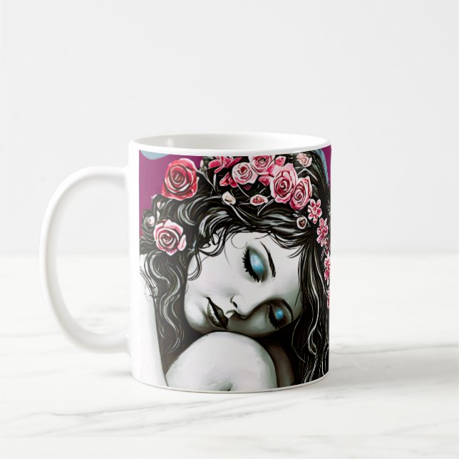 Caneca De Café Coroa Floral - Retrato Whimsical (Esquerda)