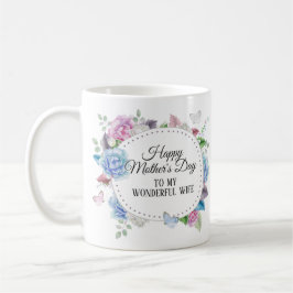 Caneca De Café Coroa Floral Rosa Azul para Mulher Dia das Mães