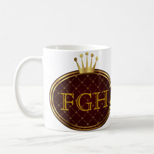 Caneca De Café COROAS DOURADOS RETROS do botão + seu monograma