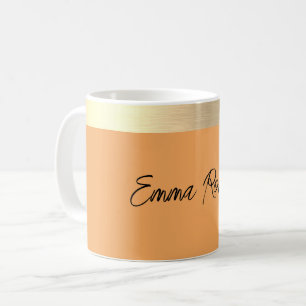 Caneca De Café Corpo Caseira Laranja Dourado Fólio Rústico Falso 