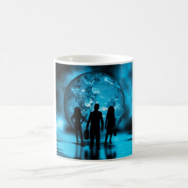 Caneca De Café Corporate Team Silhouette Futuristic Business (Criador carregado)