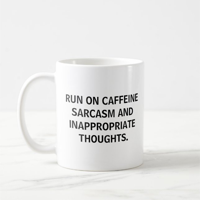 CANECA DE CAFÉ CORRA COM CAFEÍNA SARCASMO ENGRAÇADO ADICIONE SUA  (Esquerda)