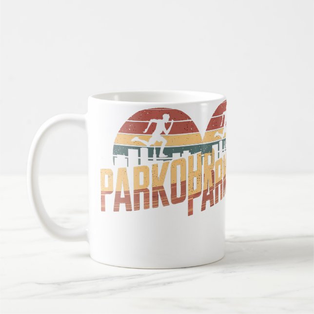 Caneca De Café Corredor de Parkour Retro (Esquerda)