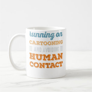 Caneca De Café Correndo Com Humor De Introvertido Social De Desen
