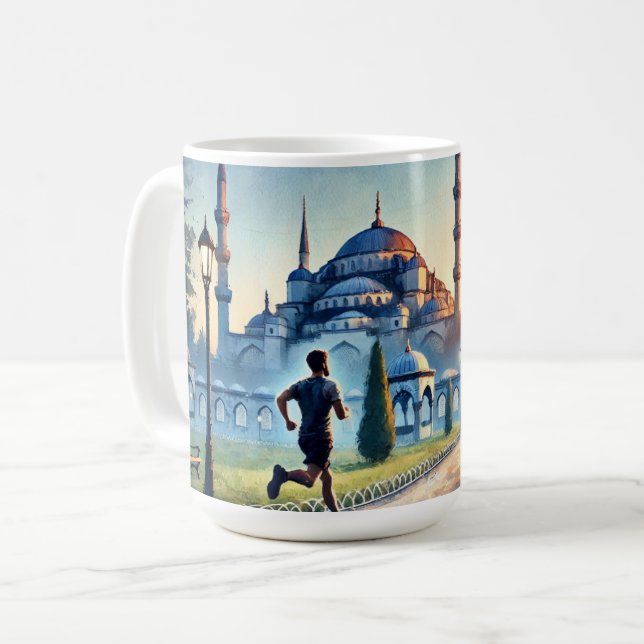 Caneca De Café Correndo em Istambul na Mesquita Azul (Frente Esquerda)