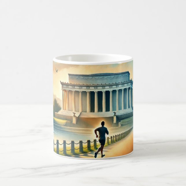 Caneca De Café Correndo em Washington DC Lincoln Memorial (Centro)