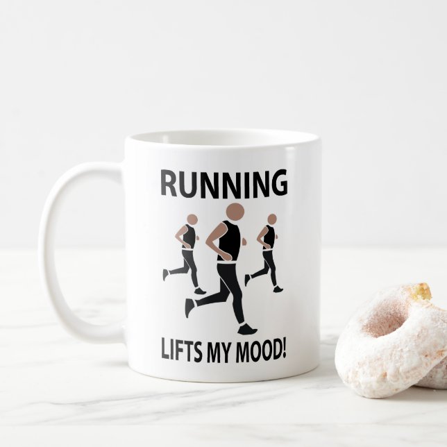 Caneca De Café Correndo Levanta Meu Humor Correndo (Com Donut)