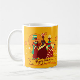 Caneca De Café Correspondência Feliz Kwanzaa 3 Mulheres Amarelo