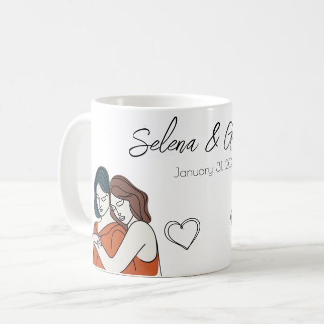 Caneca De Café Correspondência Lésbica Personalizada (Frente Esquerda)