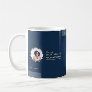 Caneca De Café Corretor de Imóveis Navy Linhas Finas