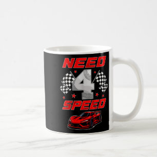 Caneca De Café Corrida Carro de Corrida 4 Anos 4º Aniversário Men