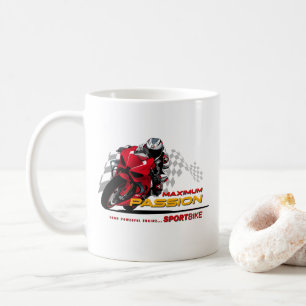 Caneca De Café Corrida de Superbike Paixão Máxima Gráfico de Moto
