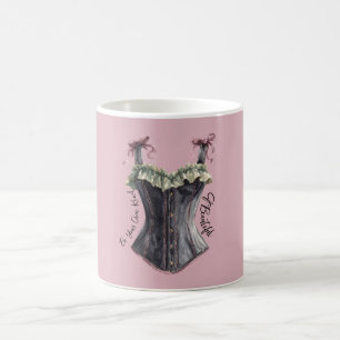 Caneca De Café Córset Bugundy Preto Esmeralda