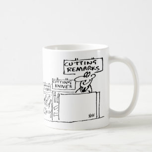 Caneca De Café Cortando comentários em uma loja de hardware