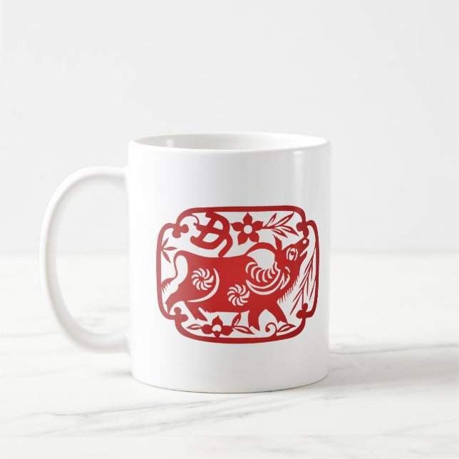 Caneca De Café Cortando Papel Zodíaco Chinês (Esquerda)
