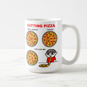 Caneca De Café Cortando Pizza Engraçado Mug