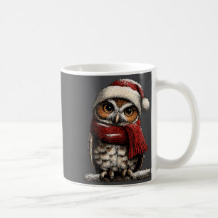 Caneca De Café Coruja Adorável Com Chapéu de Papai Noel Inverno N