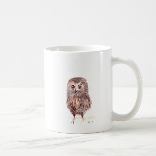 Caneca De Café Coruja arborizada com aquarela animal fauna selvag (Direita)