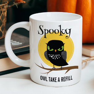 Caneca De Café Coruja Assustadora Halloween Personalizável