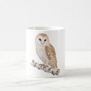 Caneca De Café Coruja-barnarda em um Galho de Bétula