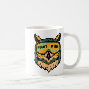 Caneca De Café Coruja colorida divertida vestindo óculos de esqui