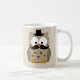 Caneca De Café Coruja com bigode e chapéu