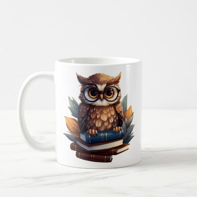 Caneca De Café Coruja com livros (Esquerda)