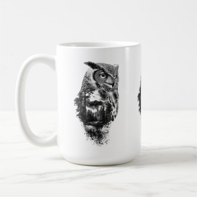 Caneca De Café Coruja da Beleza nas Montanhas (Esquerda)