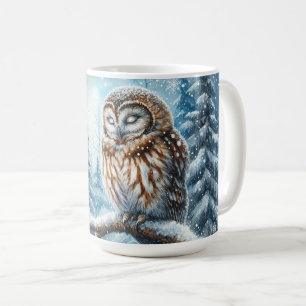 Caneca De Café Coruja da Floresta Serena Floresta de Inverno Vida