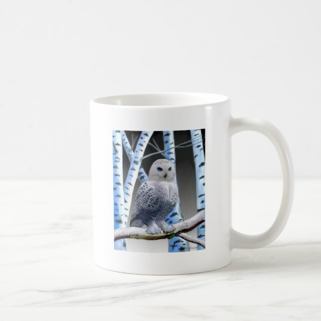 Caneca De Café Coruja da Neve de Olhos Azuis (Direita)