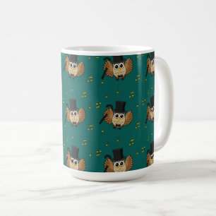 Caneca De Café Coruja Dançarina Bonita com Cartoon de Notas de Mú
